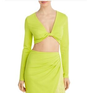 FORE Twist Long Sleeve Crop‎ Top Lime Green Size XL